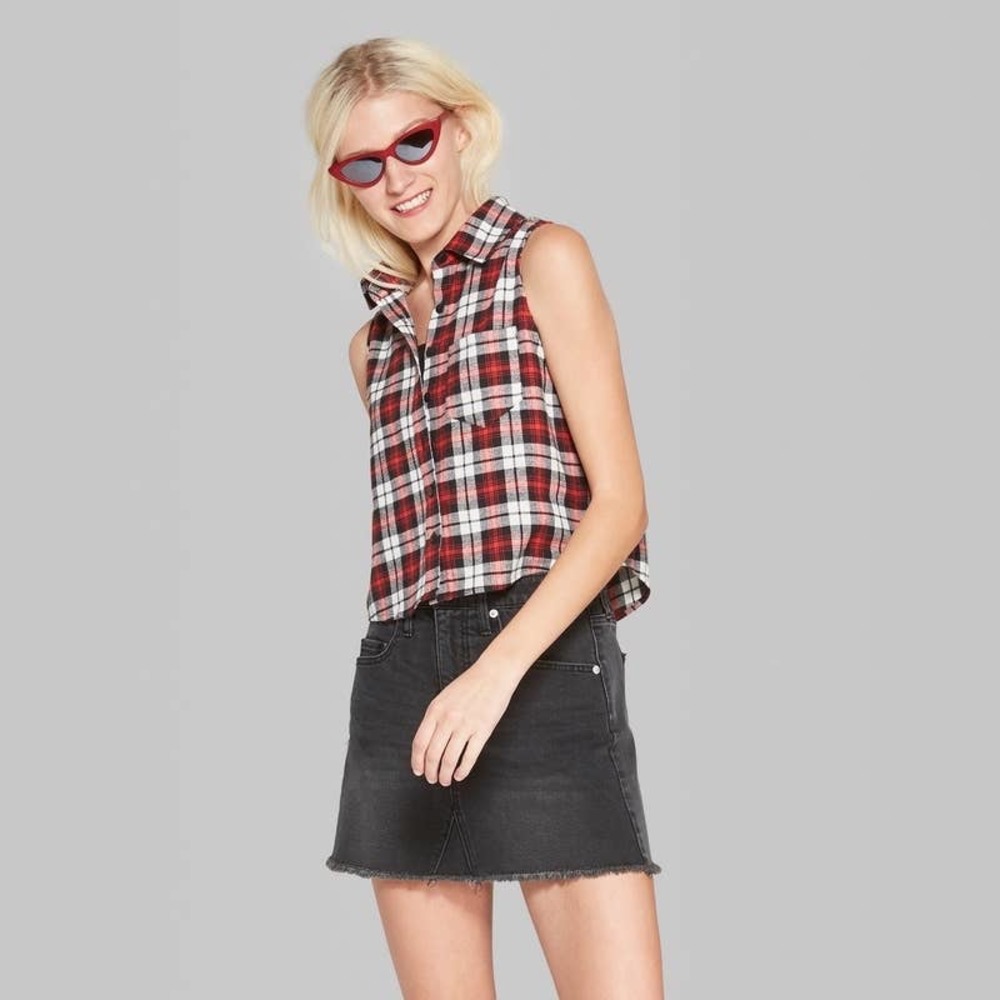 WIld Fable Flannel Tank Crop Button Down Women's Large